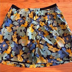 J.Crew Silk Floral Skirt Size 4 Blue/yellow/light Green Lined Art To Wear Flowy